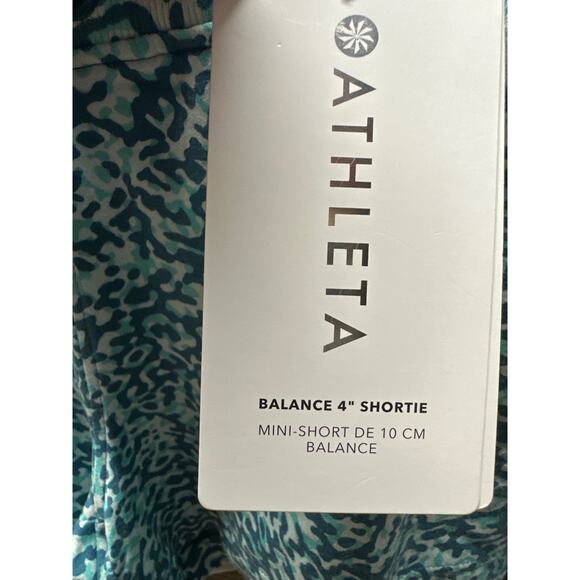 Athleta Balance 4" Shortie XS Blue Clouded Leopard Elastic Waist Side Pockets - Picture 3 of 5